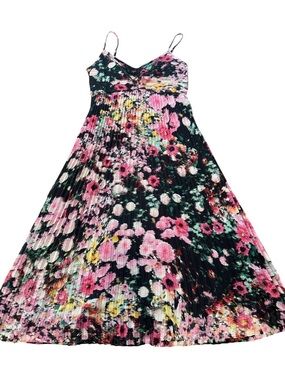 Steve Madden Ray Floral Pleated Midi Dress, Size Large, EUC!